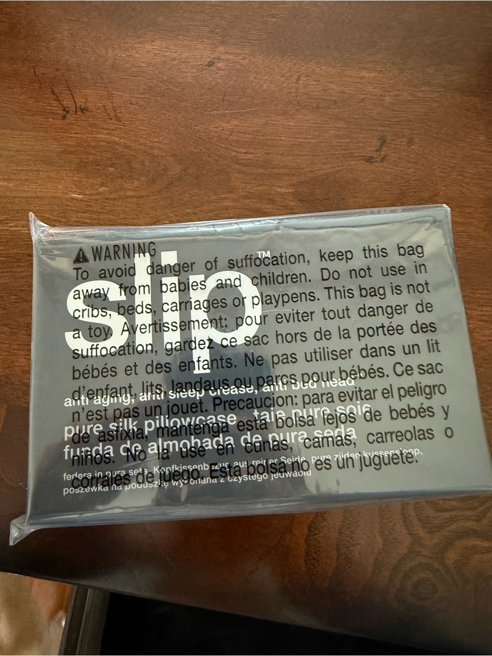 NEW- Slip Black Silk Pillow Case in Box